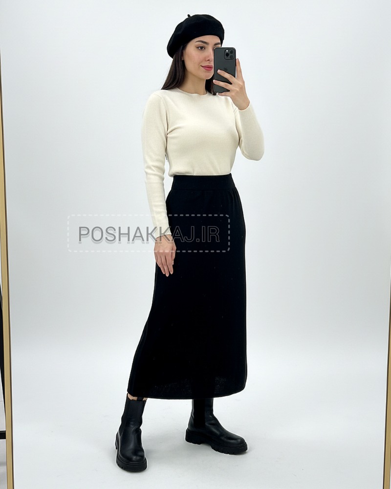 دامن بافت کمر کش ریز بافت زنانه کد 1882