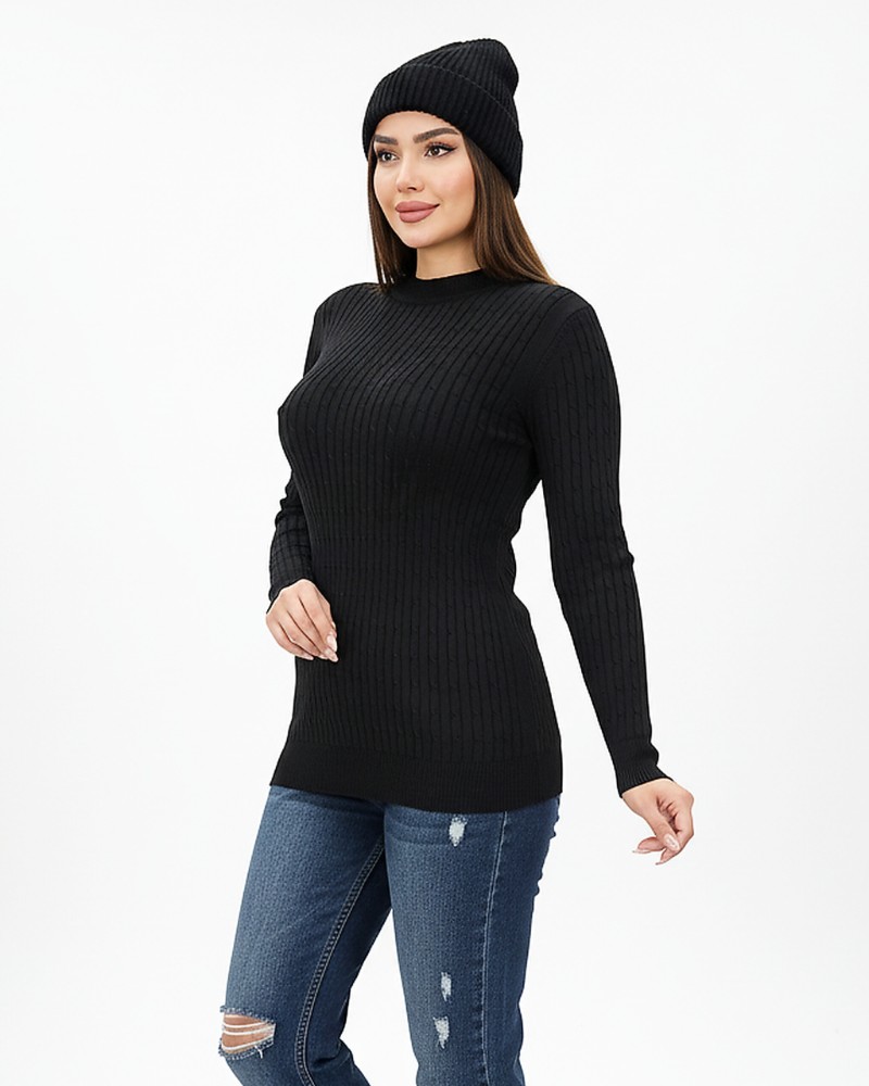 بلوز بافت زنانه گپ طرح مارپیچ نخ ترک آستین بلند کد 1868