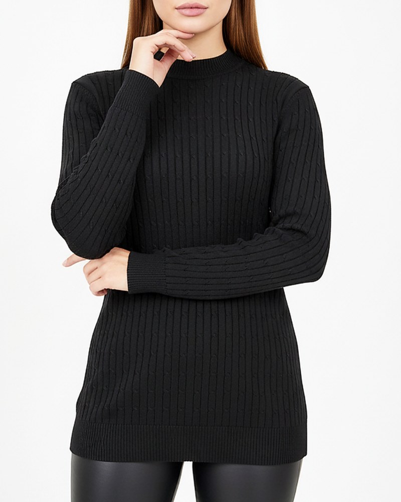 بلوز بافت زنانه گپ طرح مارپیچ نخ ترک آستین بلند کد 1868