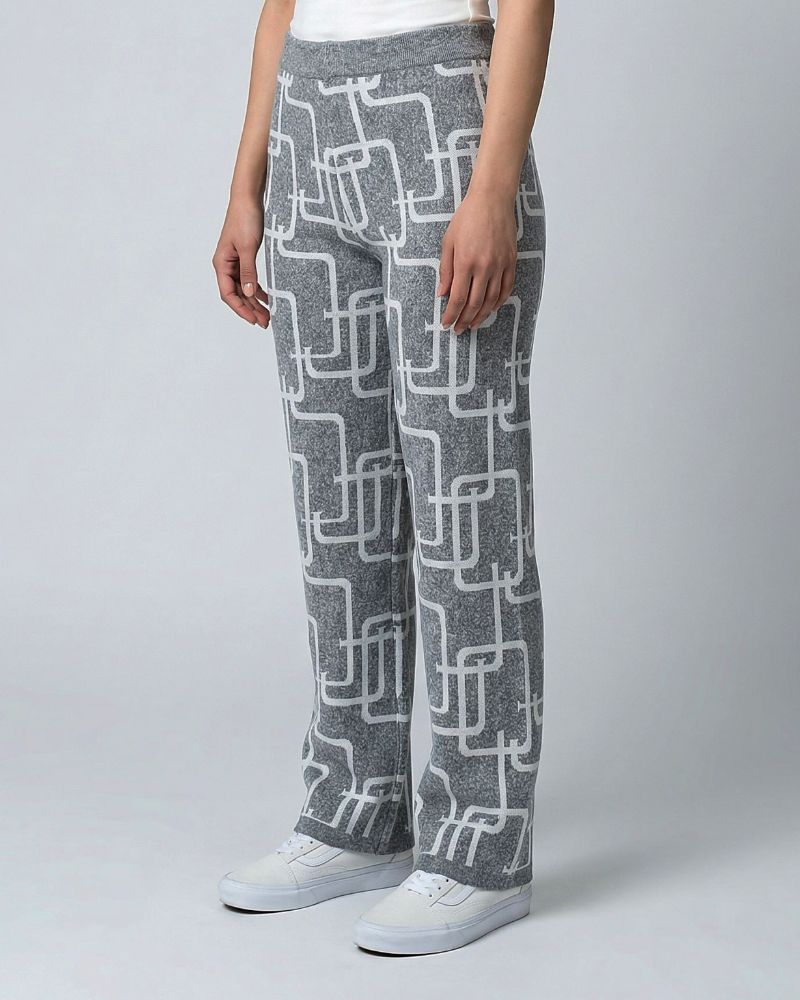 شلوار بافت زنانه کمر کش طرح زنجیر راسته فاق بلند ریز بافت کد 1961