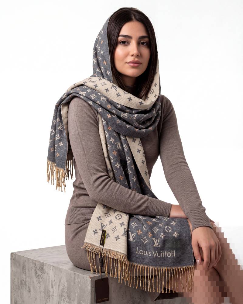 شال لویی ویتون کشمیر دورو ریشه لمه اورجینال وارداتی کد 2042