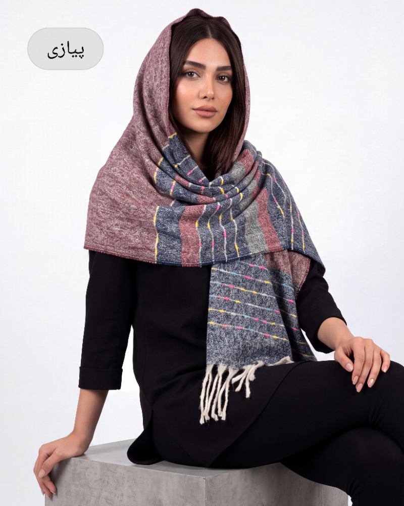 شال موهر وارداتی بغل چند رنگ ریشه پهن زنانه کد 2050