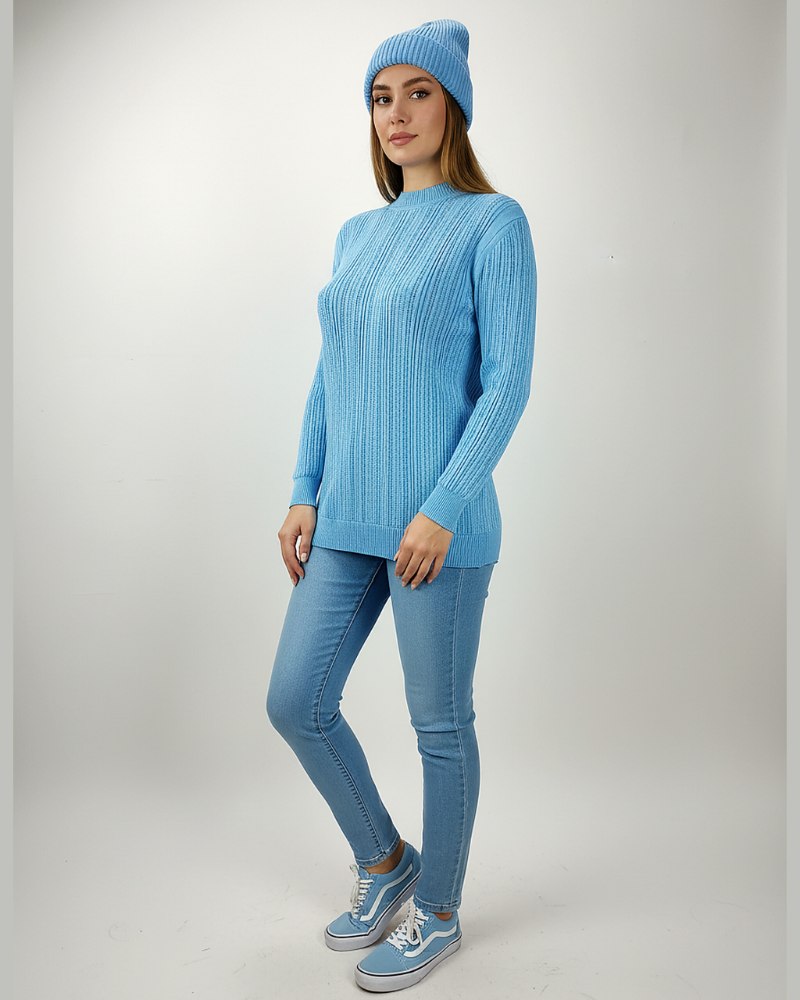 بلوز گپ بافت زنانه کش بافت آستین بلند ریز بافت کد1876