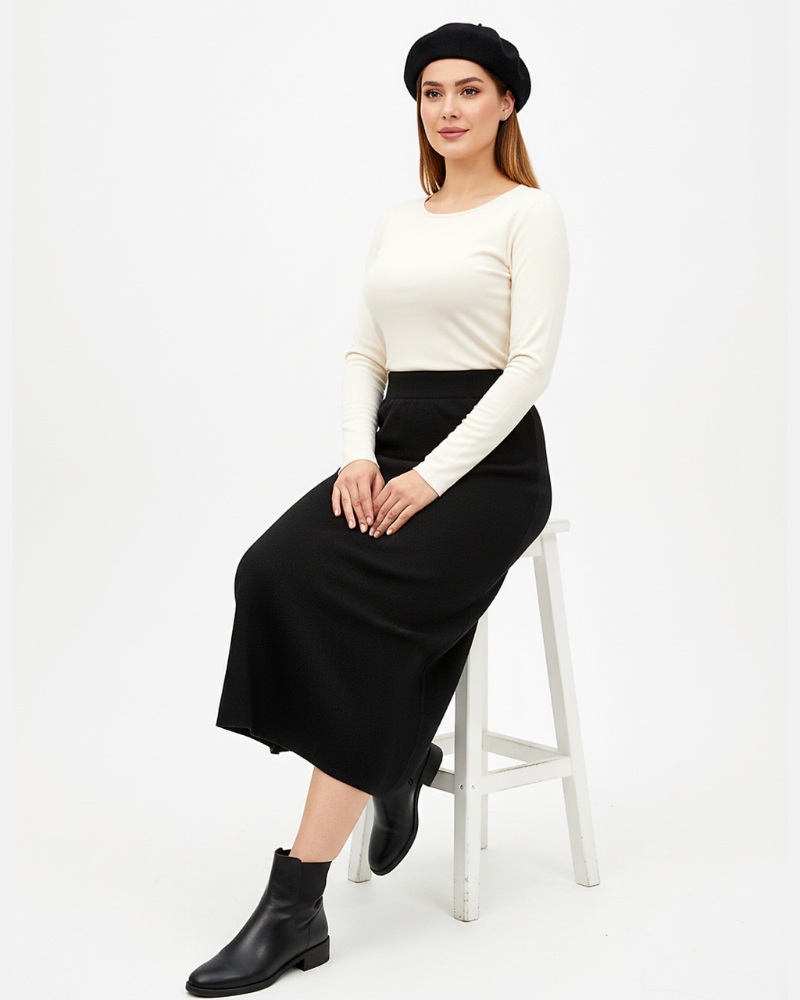 دامن بافت کمر کش ریز بافت زنانه کد 1882