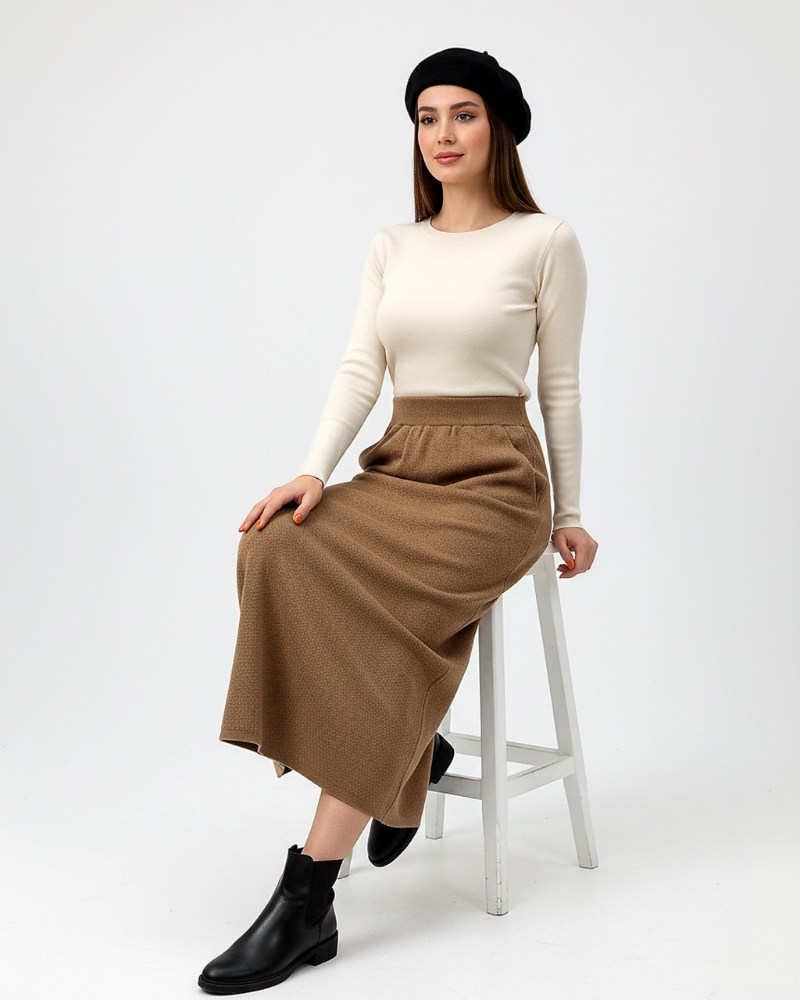 دامن بافت کمر کش ریز بافت زنانه کد 1882