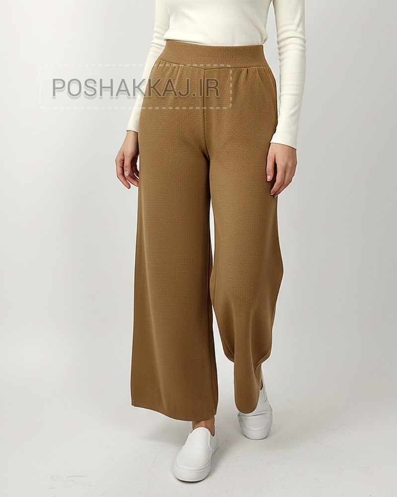 شلوار بافت زنانه فول بگ کمر کش دو رو بافت قد 95 کد 1889