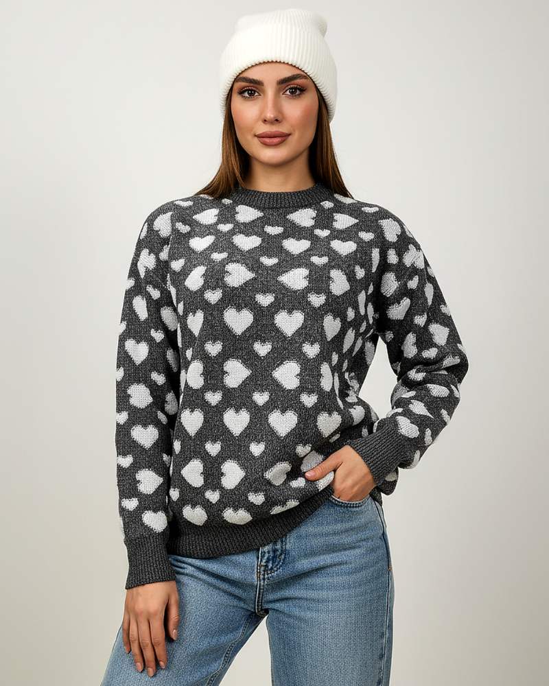 بلوز بافت قلبی یقه گرد آستین بلند شنل دوزی زنانه کد 1773