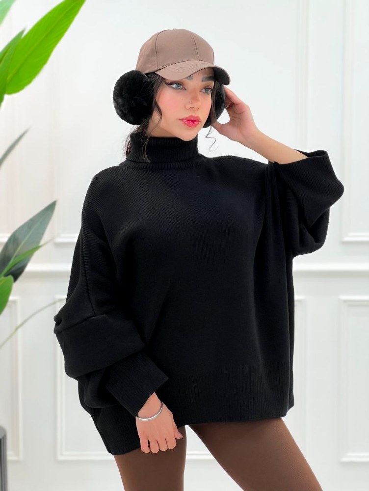 بلوز بافت لش یقه اسکی زنانه آستین بلند ریز بافت ساده کد 1901