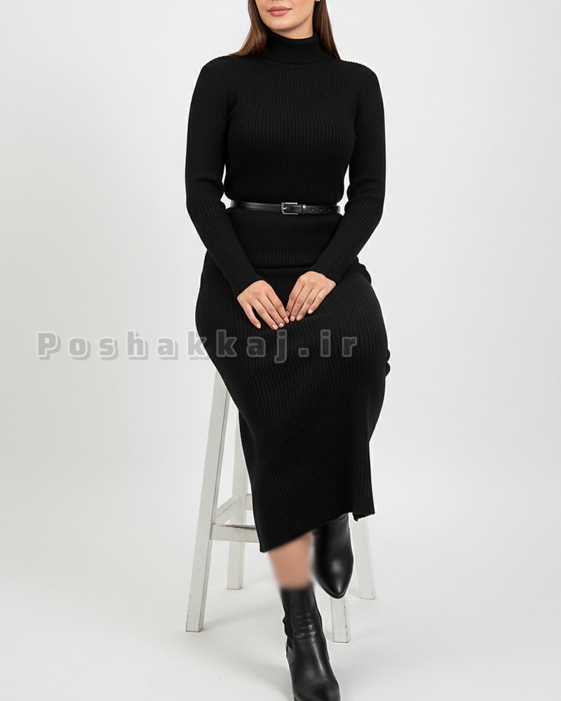 ماکسی بافت بلند قد 120 یقه اسکی تمام کش زنانه کد1788