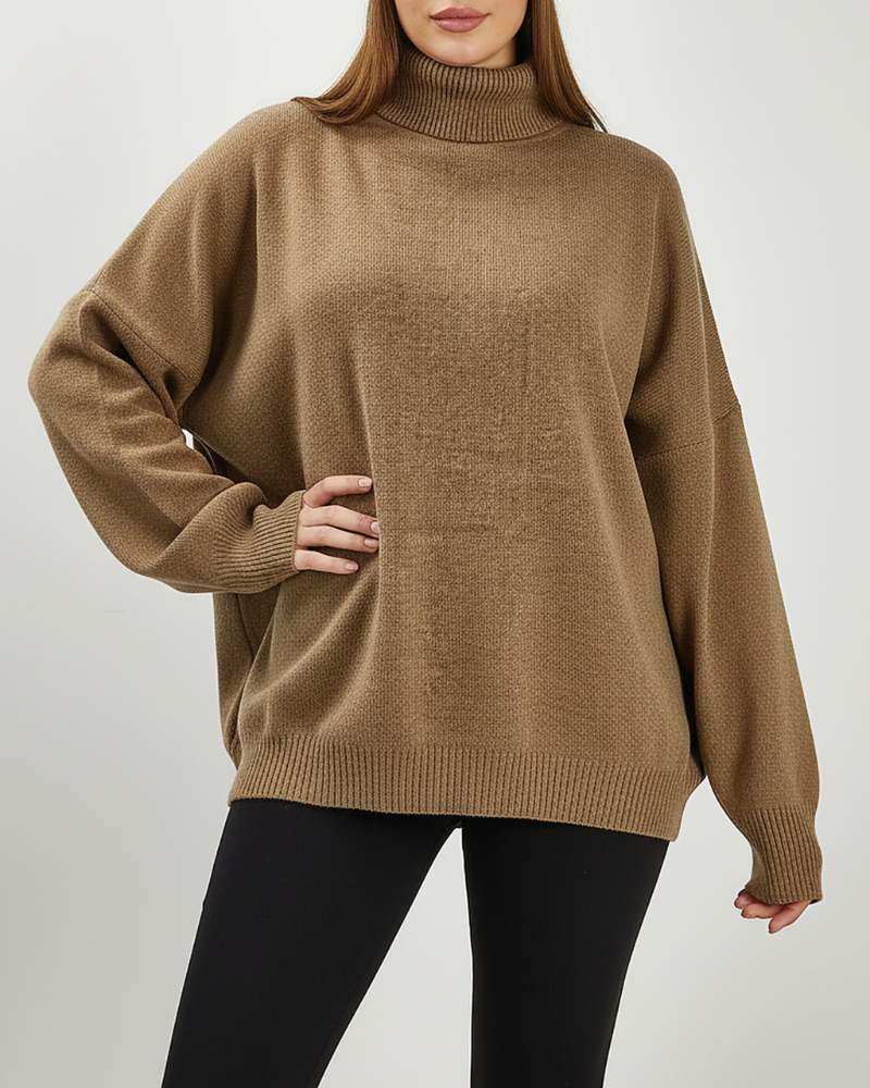 بلوز بافت لش یقه اسکی زنانه آستین بلند ریز بافت ساده کد 1901