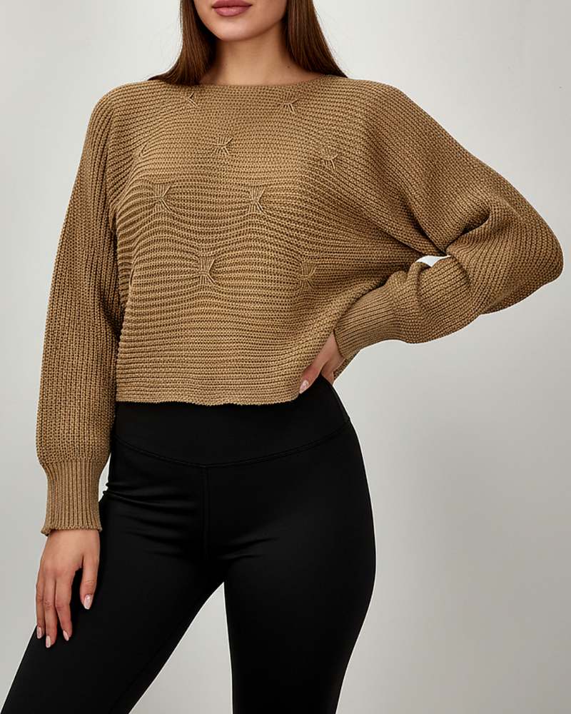 کراپ بافت زنانه آستین بلند طرح زاپ دار پروانه جودان بافت کد 1894