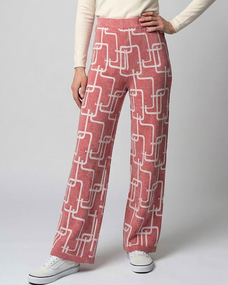 شلوار بافت زنانه کمر کش طرح زنجیر راسته فاق بلند ریز بافت کد 1961