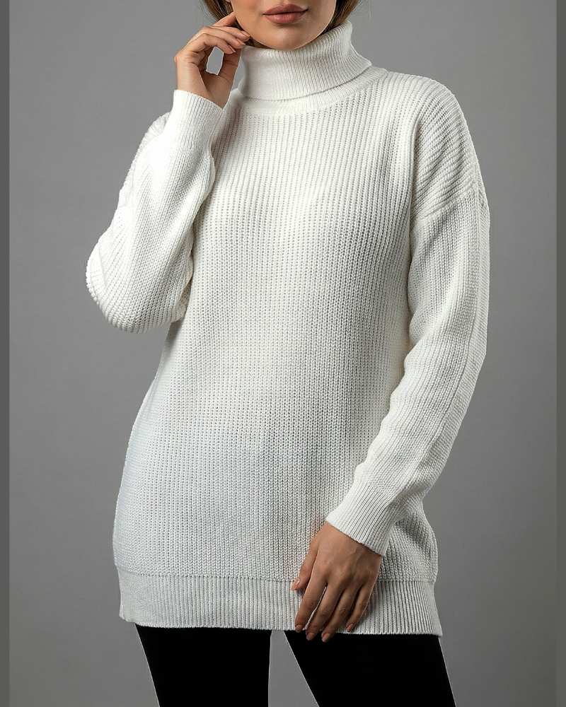 بلوز بافت زنانه یقه اسکی جودان بافت آستین بلند کد1953